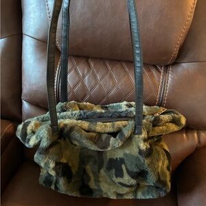 Camouflage Faux Fur Tote Bag